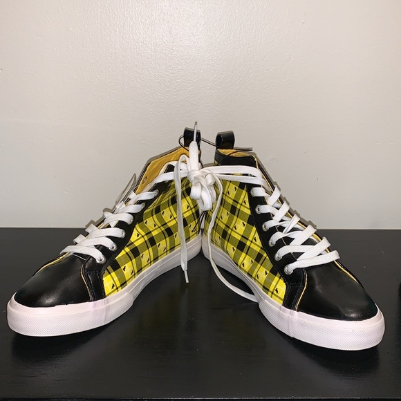 Mens Size 8 Harry Potter High Top Hufflepuff Black Yellow Shoes by Ground Up - Picture 4 of 9